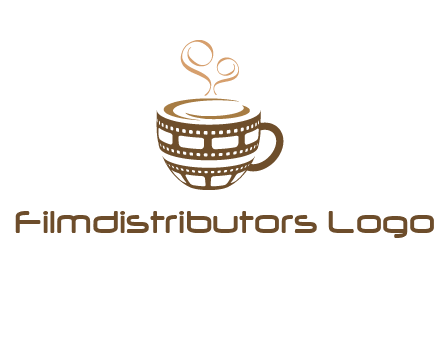 creative film reel coffee mug logo