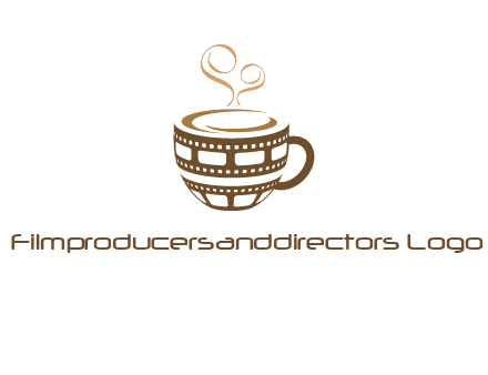 creative film reel coffee mug logo