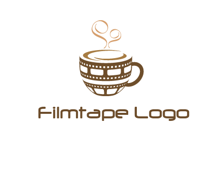 creative film reel coffee mug logo