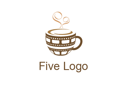 creative film reel coffee mug logo