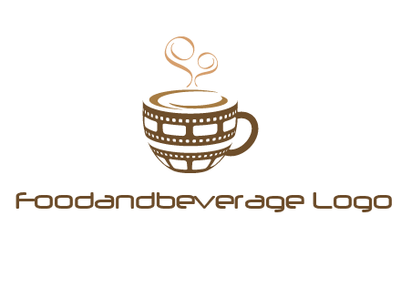 creative film reel coffee mug logo