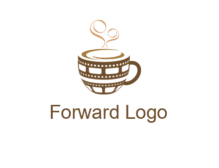 creative film reel coffee mug logo