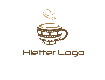 creative film reel coffee mug logo