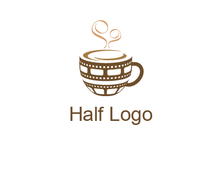 creative film reel coffee mug logo