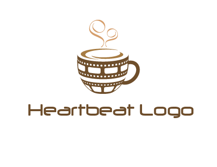 creative film reel coffee mug logo
