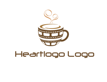 creative film reel coffee mug logo