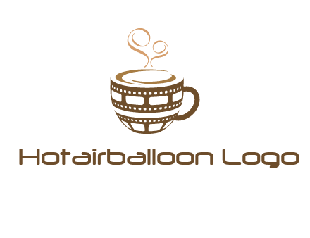 creative film reel coffee mug logo