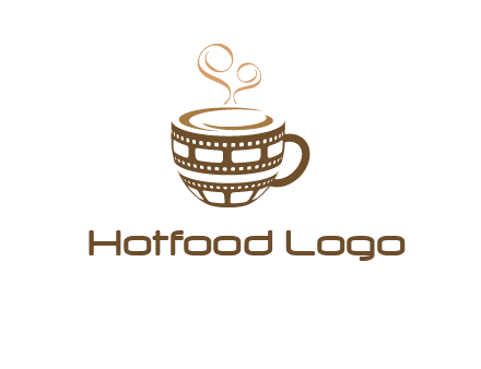 creative film reel coffee mug logo