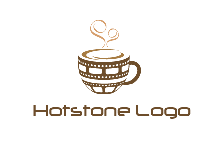 creative film reel coffee mug logo