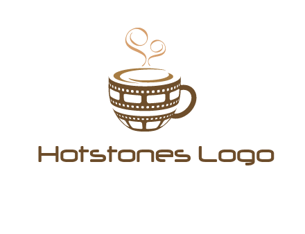 creative film reel coffee mug logo