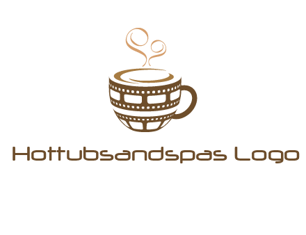 creative film reel coffee mug logo