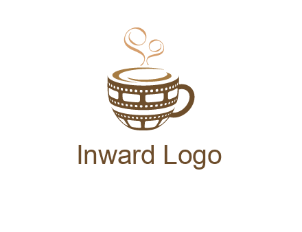 creative film reel coffee mug logo