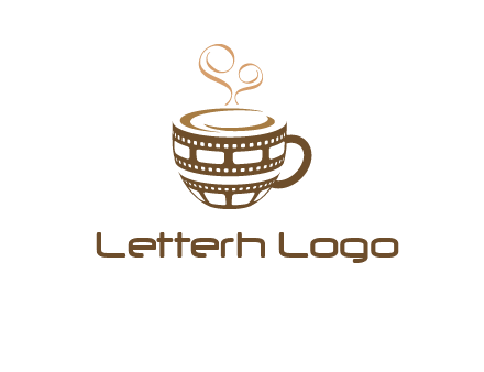 creative film reel coffee mug logo