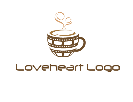 creative film reel coffee mug logo