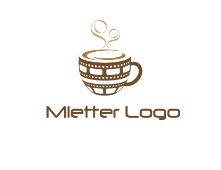 creative film reel coffee mug logo