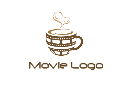 creative film reel coffee mug logo
