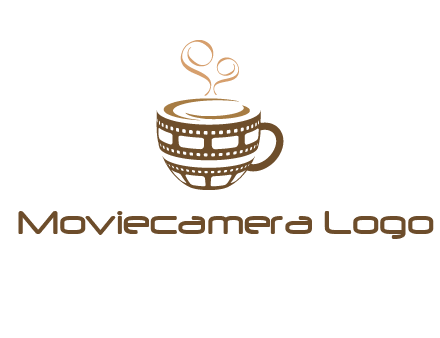 creative film reel coffee mug logo