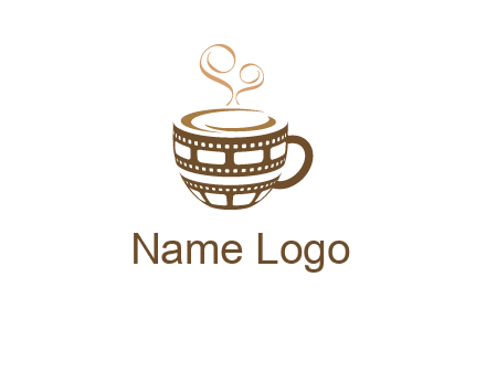 creative film reel coffee mug logo