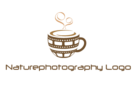 creative film reel coffee mug logo