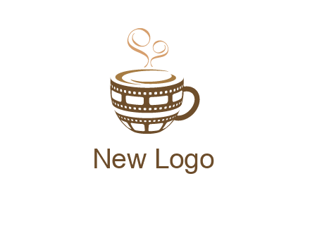creative film reel coffee mug logo