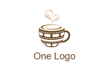 creative film reel coffee mug logo