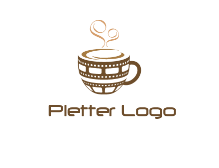 creative film reel coffee mug logo