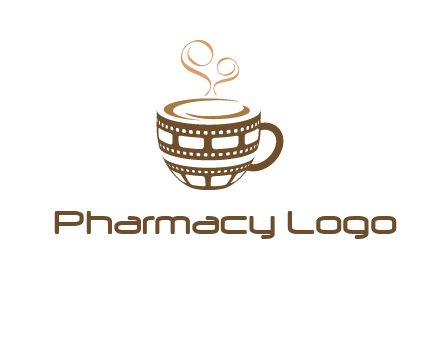 creative film reel coffee mug logo