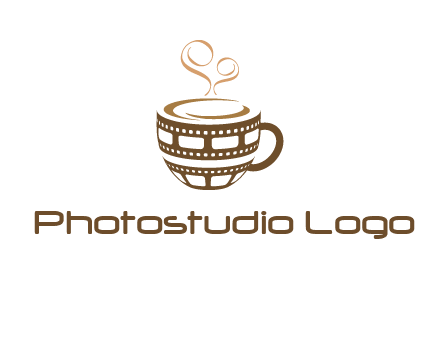 creative film reel coffee mug logo