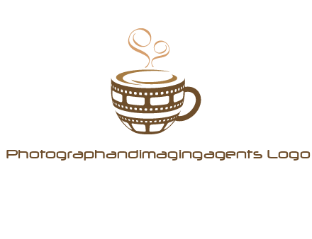 creative film reel coffee mug logo