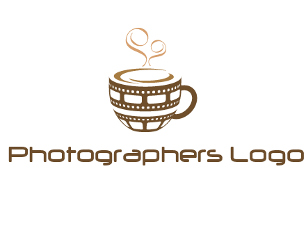 creative film reel coffee mug logo