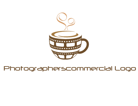 creative film reel coffee mug logo