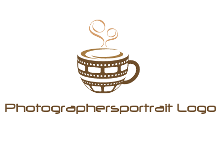creative film reel coffee mug logo