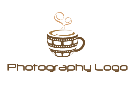 creative film reel coffee mug logo