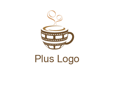 creative film reel coffee mug logo