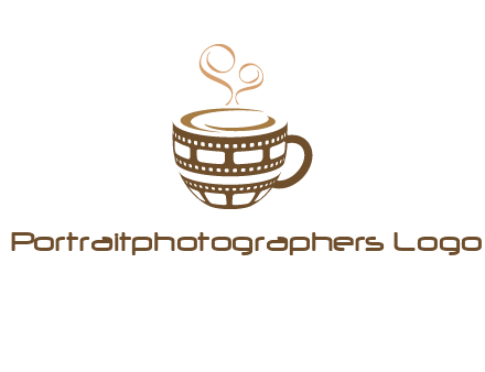 creative film reel coffee mug logo
