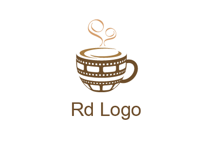 creative film reel coffee mug logo
