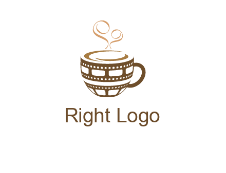 creative film reel coffee mug logo