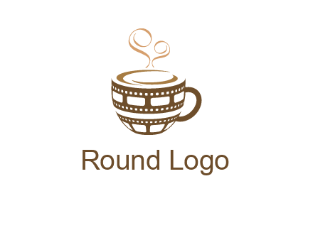 creative film reel coffee mug logo