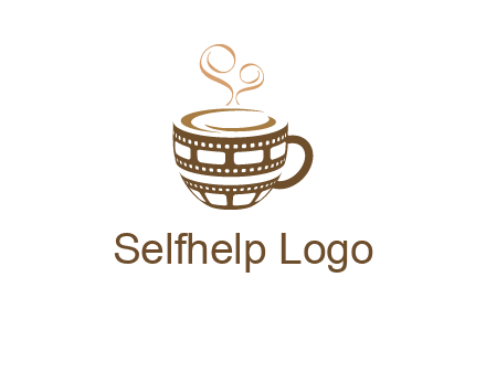creative film reel coffee mug logo