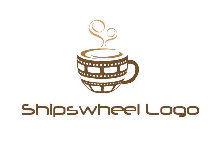 creative film reel coffee mug logo