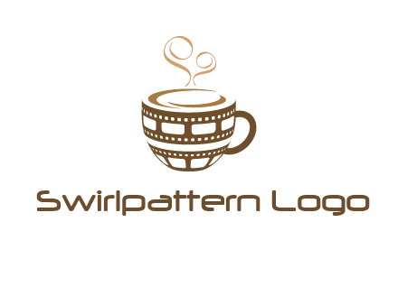 creative film reel coffee mug logo