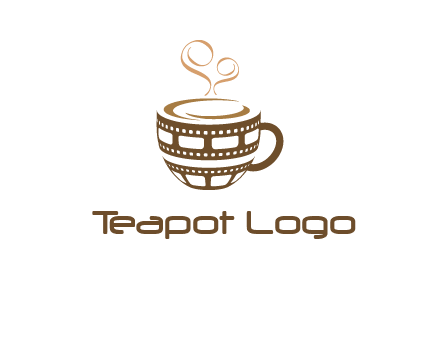 creative film reel coffee mug logo