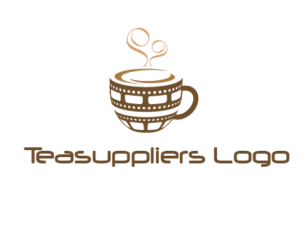 creative film reel coffee mug logo