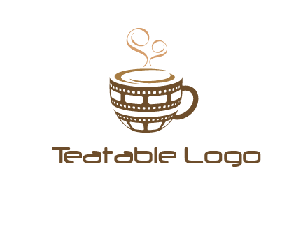 creative film reel coffee mug logo