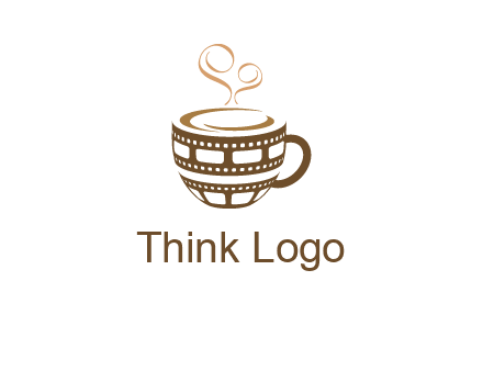 creative film reel coffee mug logo