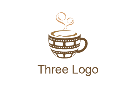 creative film reel coffee mug logo