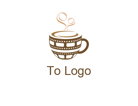 creative film reel coffee mug logo