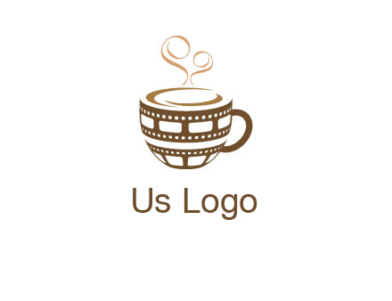 creative film reel coffee mug logo