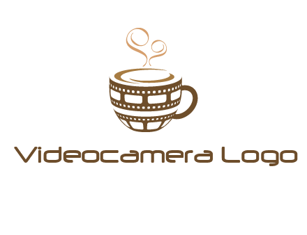 creative film reel coffee mug logo