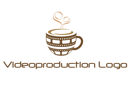creative film reel coffee mug logo